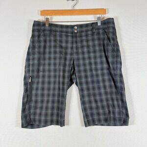 Columbia Womens 12 Grey Plaid Hiking Outdoor Casual Bermuda Omniguard‎ Shorts